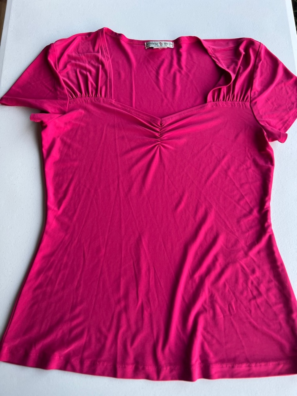 Vintage Suzie Bright Pink Short Sleeve Top